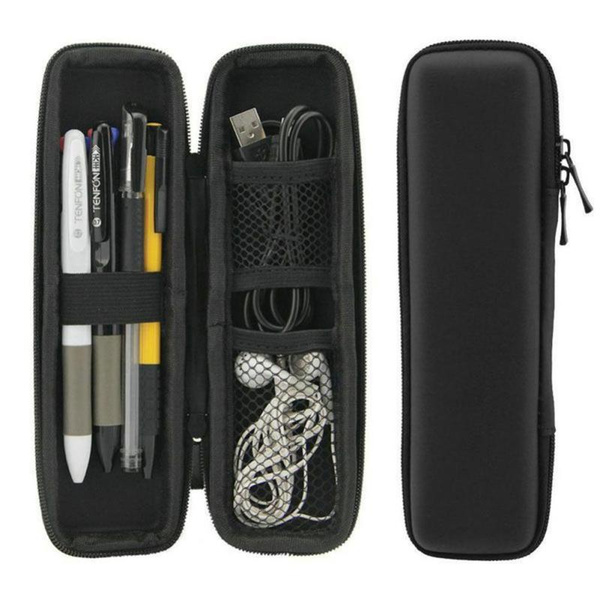 1pc Black Pencil Holder Pen Case EVA Hard Shell Stylus Earphone Pouch  Stationery Cover Box Makeup Storage Bag