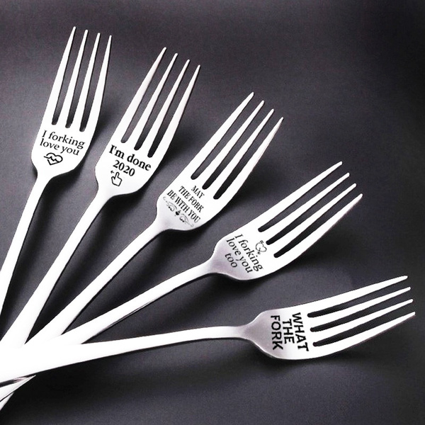 Forchetta con scritta I Forking Love You con scatola regalo forchetta incisa in acciaio inox forchette da pranzo per fidanzati, fidanzate, coppie, regali di San Valentino