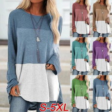 Plus Size, Shirt, Round Collar, Long sleeved