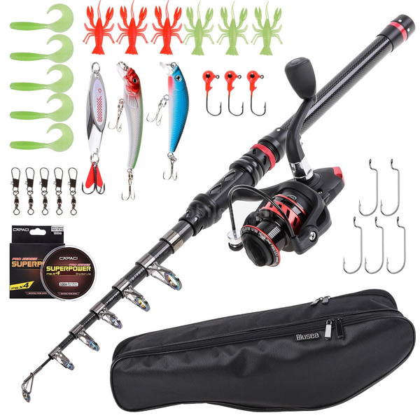 blusea fishing rod reel combo full kit