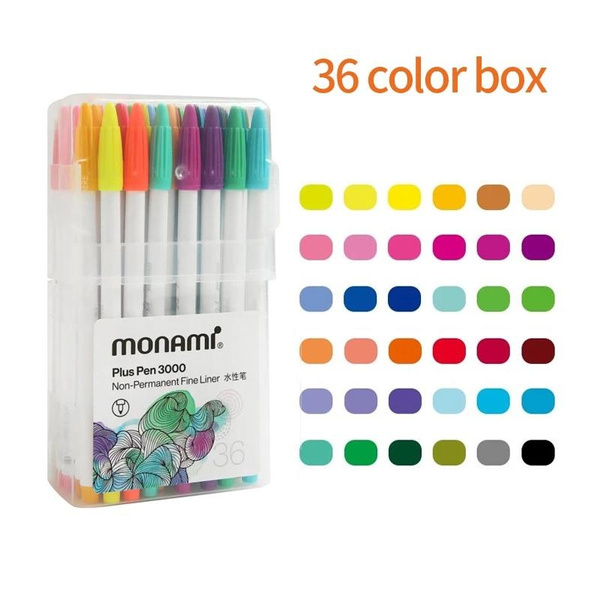 12/24/36 Colors Water-based Fineliner Pens Monami Plus Pen Neon Colors ...