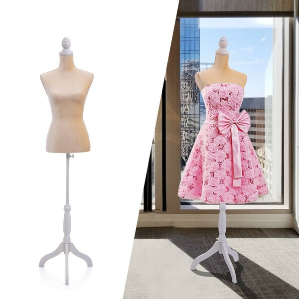 Female Mannequin Torso Clothing Dress Form Shop Display W/ White Tripod Stand 