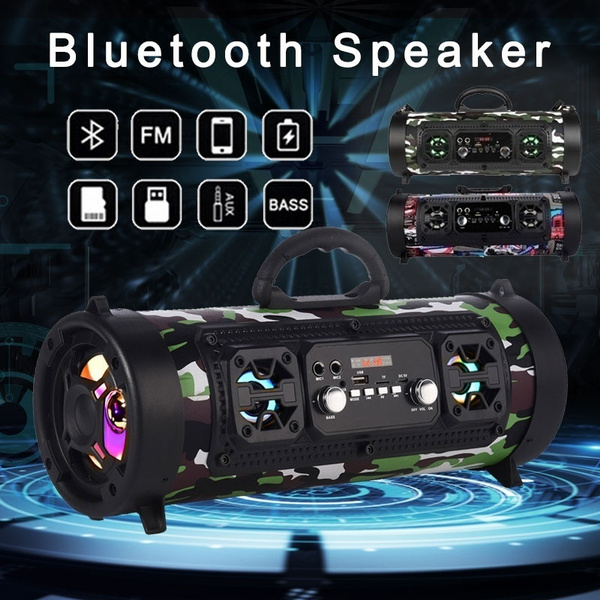 New Drum Barrel LED Flashing Bluetooth Speaker Car Subwoofer with Radio