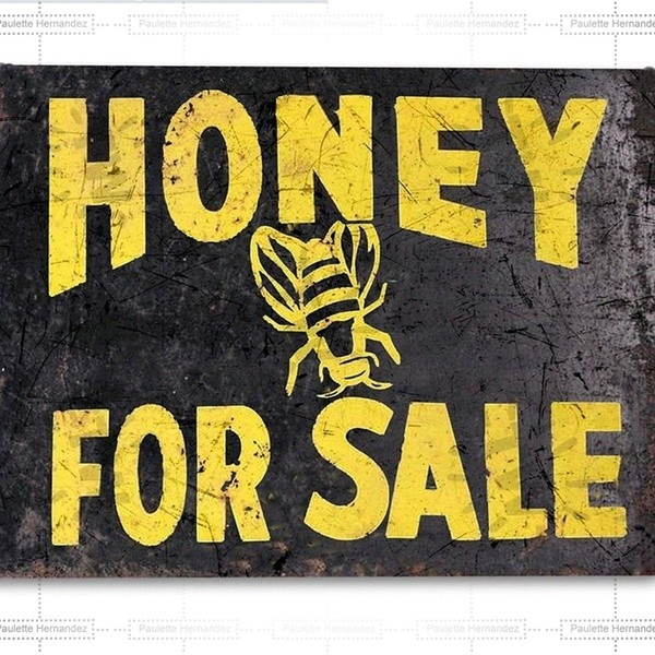 Tin Sign Honey for Sale Tin Metal Sign Bees Kitchen Farm Decor