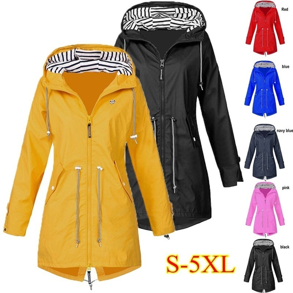 Plus Size Women/'s Windbreaker Outdoor Hoodie Waterproof Jacket Raincoat Coat