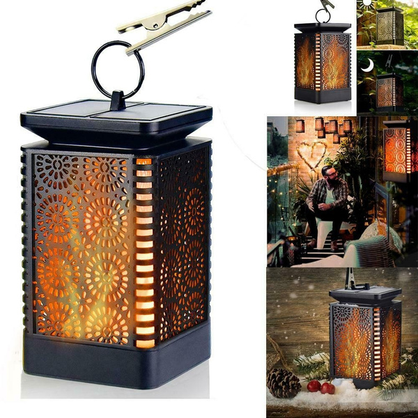 Waterproof Solar Powered Dancing Flame Effect Hanging Lantern Lights Wish
