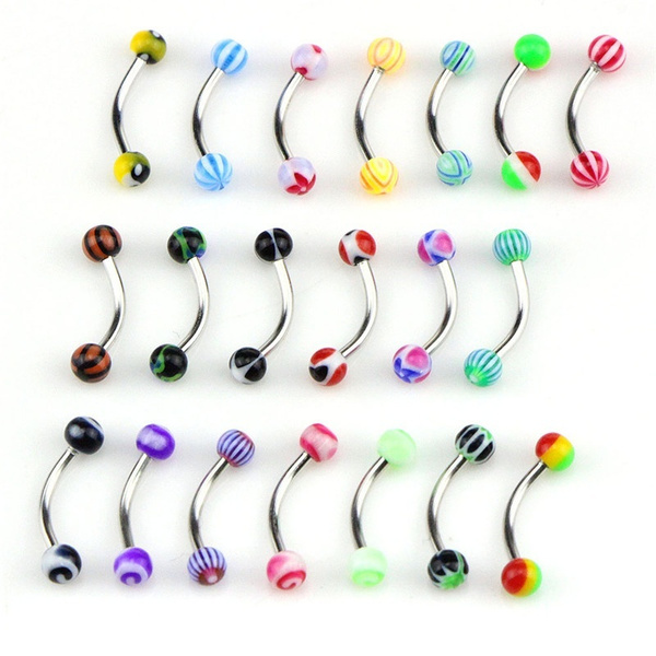 20/40PCS Stainless Steel Ball Barbell Curved Eyebrow Rings Bars Tragus