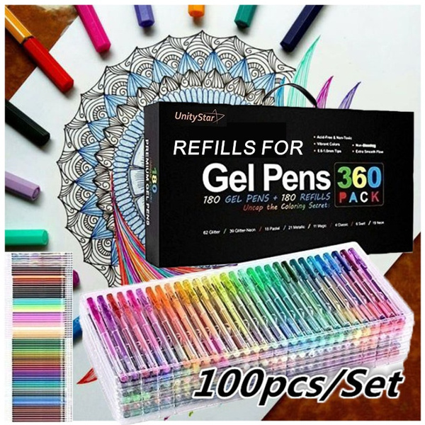 Colored Gel Pens, 180 Colors Gel Pen with 180 Refills - Set of 360