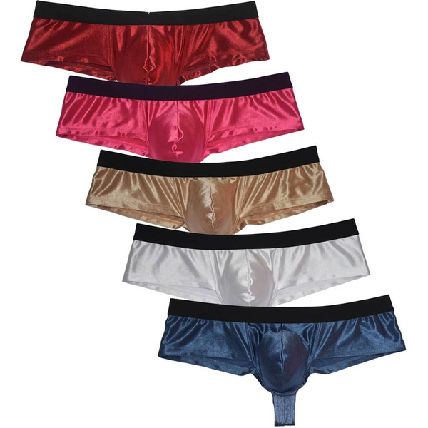 Sexy Men's Underwear Shiny 1/2 Coverage Bikini Shorts Thong Trunks ...