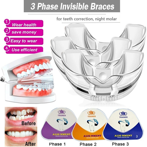 3 Phase Silicone Invisible Teeth Brace Set Dental Orthodontic Braces Teeth Tray Stage Correct Retainer Teeth Corrector Braces Teeth Retainer Bruxism Mouth Guard Mouthguard Braces Wish