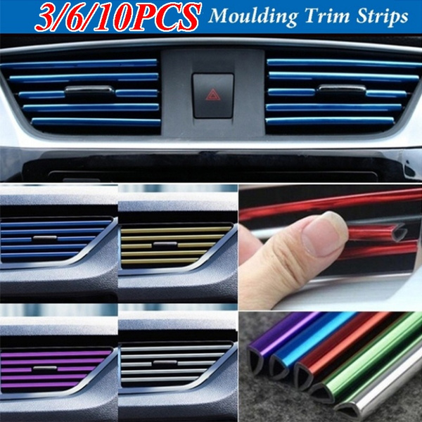 20 Pcs Car Air Conditioner Outlet Decorative U Shape Moulding Trim Strips  Plating Air Outlet Trim Strip Interior Air Vent Grille Switch Rim Trim