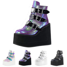 ankle boots, platformboot, highwedgesshoe, Buckles
