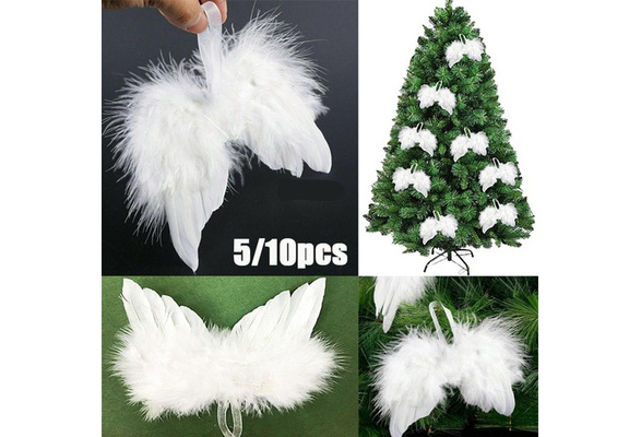 2Pcs Feather Angel Wings Xmas Tree Christmas Decorations Wedding Room Decorating 