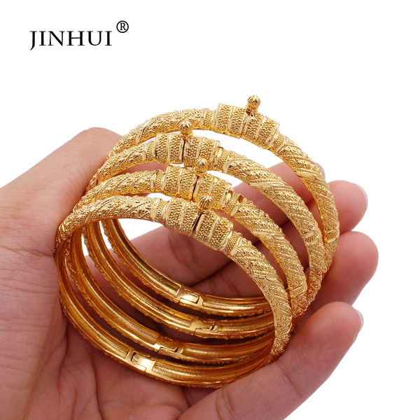 JHplated 24K gold Jewelry Indian Bangles in bangles for Women girlfriend  Ethiopian African Dubai Bracelets bridal Party wedding gifts