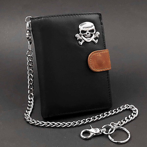 leather skull wallet with chain