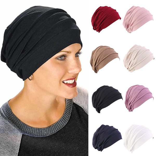 Muslim Elastic Hat Hair Loss Cap Chemo Turban Cover Headwear Beanie Soft Wraps