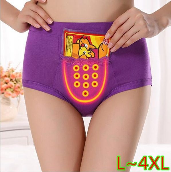 High waist anti-side leakage bamboo fiber women's underwear pocket warm  baby aunt hygienic physiological pants