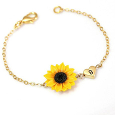 goldplated, Heart, Jewelry, sunflowerbracelet