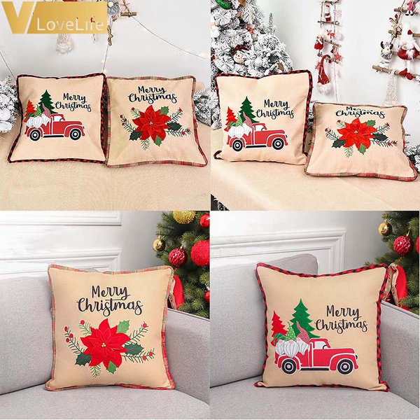 Details about   NEW18" Christmas Cotton Pillow Case Car Home Sofa Cushion Cover Line Throw Decor 