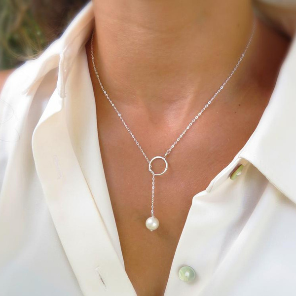 pearl drop y necklace