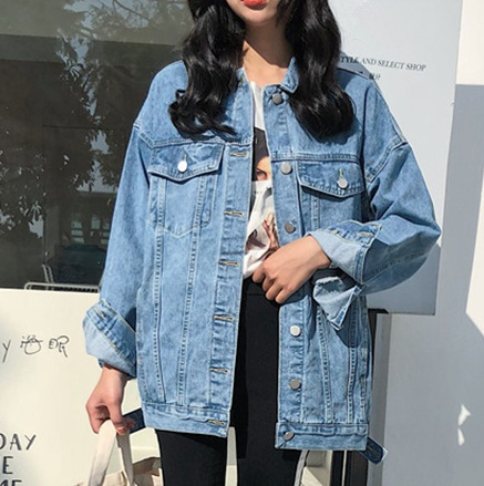 Denim jacket outfit clearance korean