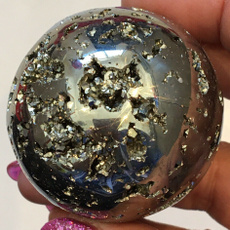 polished, pyrite, orb, crystalball
