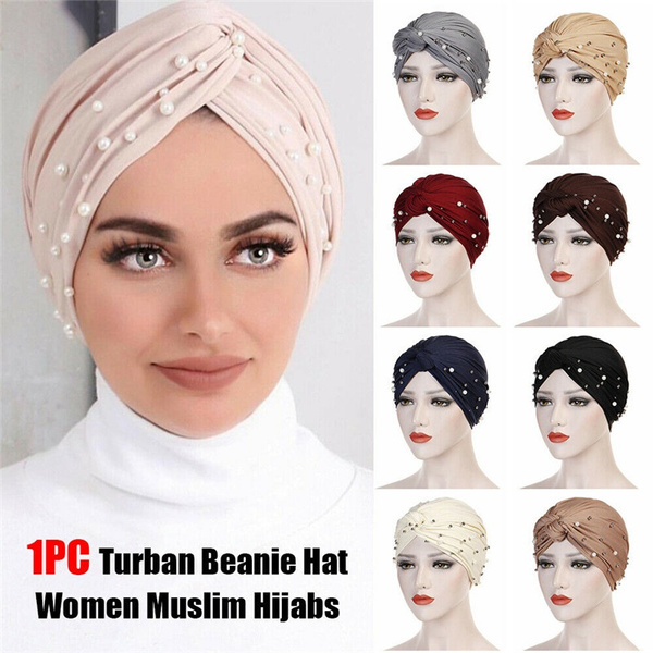 Muslim Hijab Beaded Head Wrap Cover 
