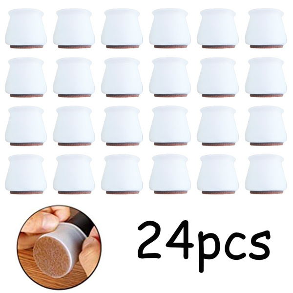 VUXYMCY Silicone Chair Leg Floor Protectors 24 PCS,Silicone Furniture Protection Cover with Cotton Pad,Elastic Silicone Chair Leg Cups Anti-Slip Silicone Floor Protectors for Round or Square 