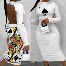 pokerprint, Fashion, sleeve dress, Sleeve