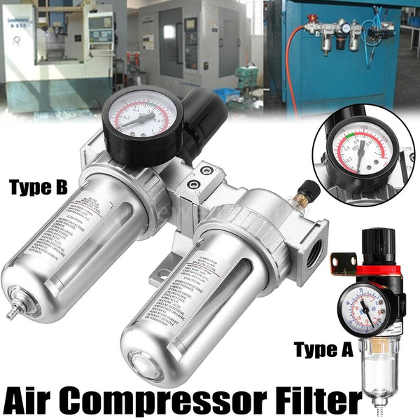 G1/2" Air Compressor Filter Oil Water Separator Trap Tools W/Regulator Gauge 