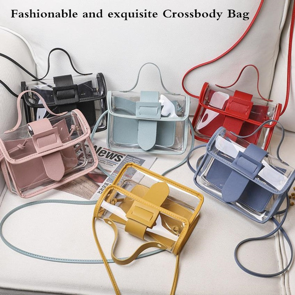 Small Chain Candy Color PVC Crossbody Bag Girl Pearl Handle Kids Jelly  Purse Handbag