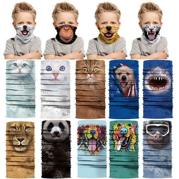3d Seamless Ski Magic Scarf Animal Lion Wolf Gorillas Neck Tube Half Shield Face Mask Headband Bandana Halloween Bicycle Sports Outdoor Headwear For Kids Wish