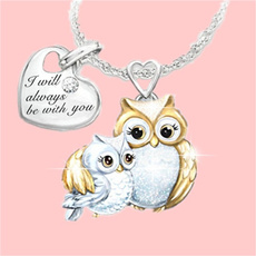 925 sterling silver necklace, Owl, Fashion Accessory, DIAMOND