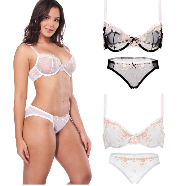 Sexy Bra Set Ultra Thin See Through Lace Lingerie Women's