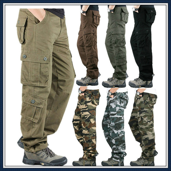 Men's Fashion Loose Long Pant Outdoors Military Jeans Training Overalls  Army Camouflage Cargo Pants