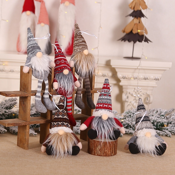 Christmas Gnome Santa Doll Hanging Pendant Home Xmas Tree Ornament Decor 