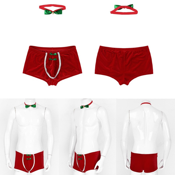 Red Velvet Santa Claus Christmas Lingerie Boxer Christmas Shorts