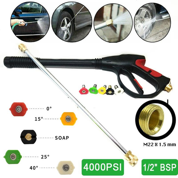 High Pressure 4000PSI Car Power Washer Gun Spray Wand Lance Nozzle + Hose  Kit