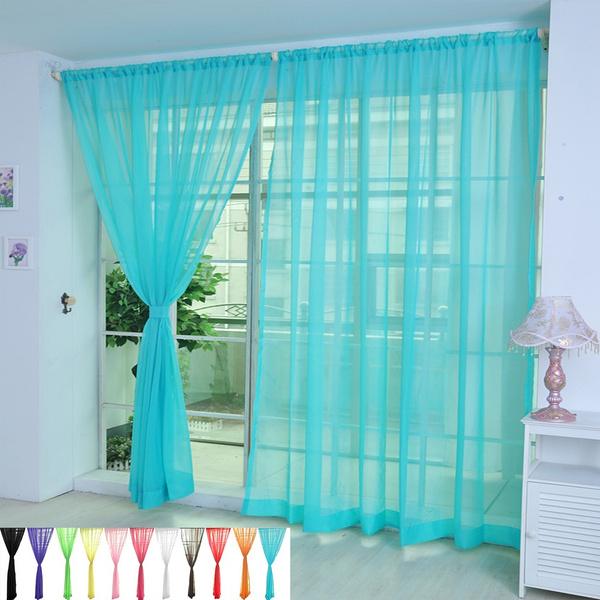 Bright Candy Color Fl Voile Curtain, Bright Colored Sheer Curtains