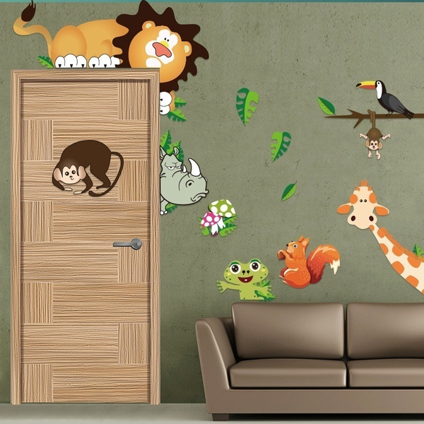 Monkey Animal Wall Stickers Jungle Zoo Tree Nursery Baby Kids Room DIY Decal Art