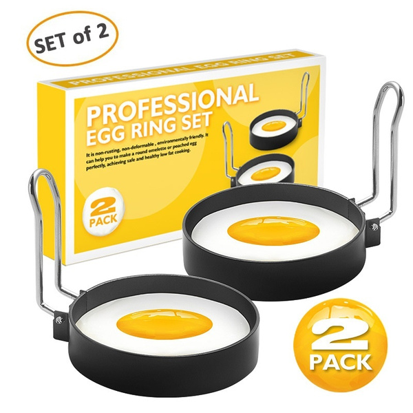 Professional Egg Ring Set for Frying Or Shaping Eggs - 4 Pack Round Egg  Rings for Cooking 