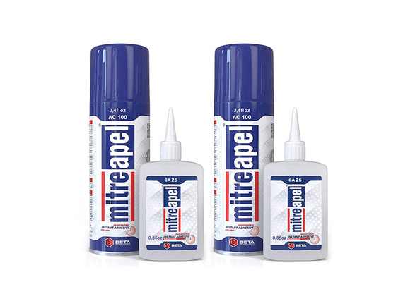 MITREAPEL Super CA Glue (2 x 0.90 oz) with Spray Adhesive Activator (2 x  3.40 fl oz) - Crazy Craft Glue for Wood, Plastic, Metal, Leather, Ceramic -  Cyanoacrylate Glue for Crafting & Building (2 PACK)