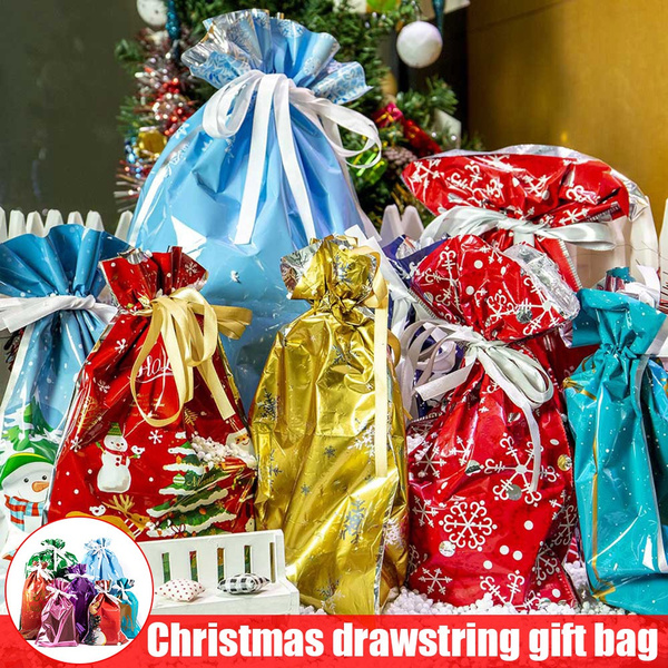 15 10pcs One Tug Bags Christmas Drawstring Gift Bag Set Large