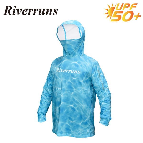 F Riverruns Sun Protection Lightweight Fishing T-shirt, Fishing Hoodie Long  sleeves Shirt for Men and Women Fishing, Hiking