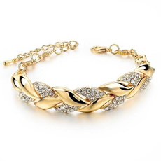 Charm Bracelet, 18k gold, leaf, Jewelry