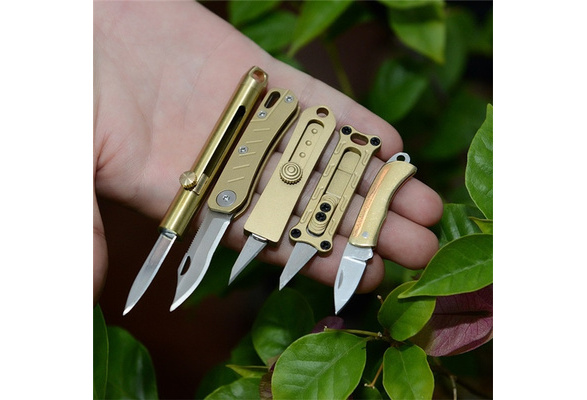 Brass Mini Little Pocket Knife Portable Keychain Survival Metal