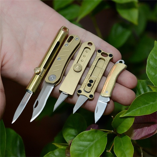 Brass Mini Little Pocket Knife Portable Keychain Survival Metal