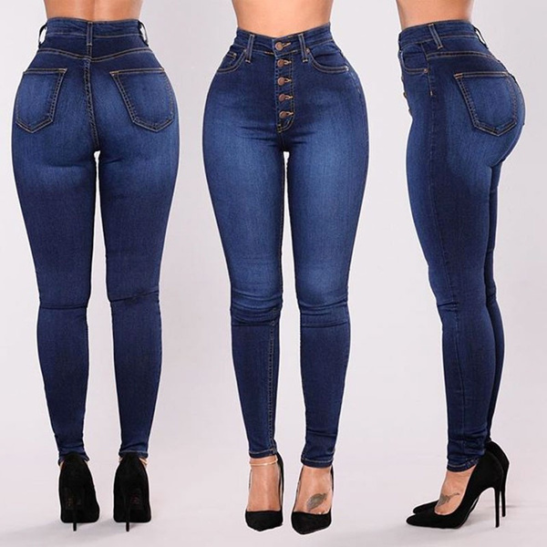 Women's Fashion Causal Skinny Jeans Fashion Classic Long Pants Pencil Denim  Pants High Waist Jeans Leggings Bottom Slim Jean