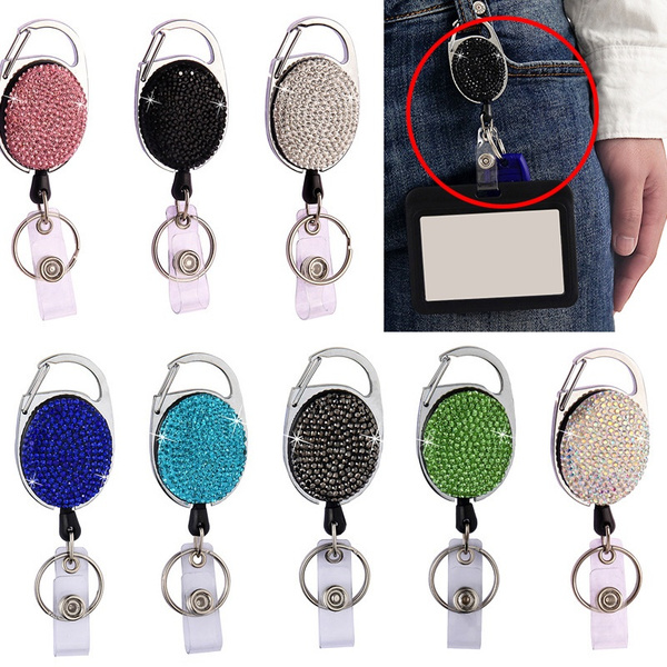 Badge Reel Pull Ring Retractable Key Chain Recoil Keyring Heavy Duty Steel Cord 