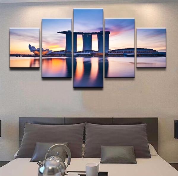Canvas Painting Wall Art Home Decorative For Living Room HD Prints 5 Pieces Building Singapore